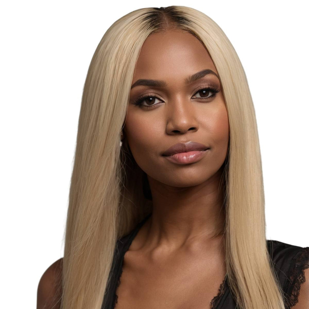 100% Human Hair Blonde Straight 13x4 Transparent Lace Front Wig