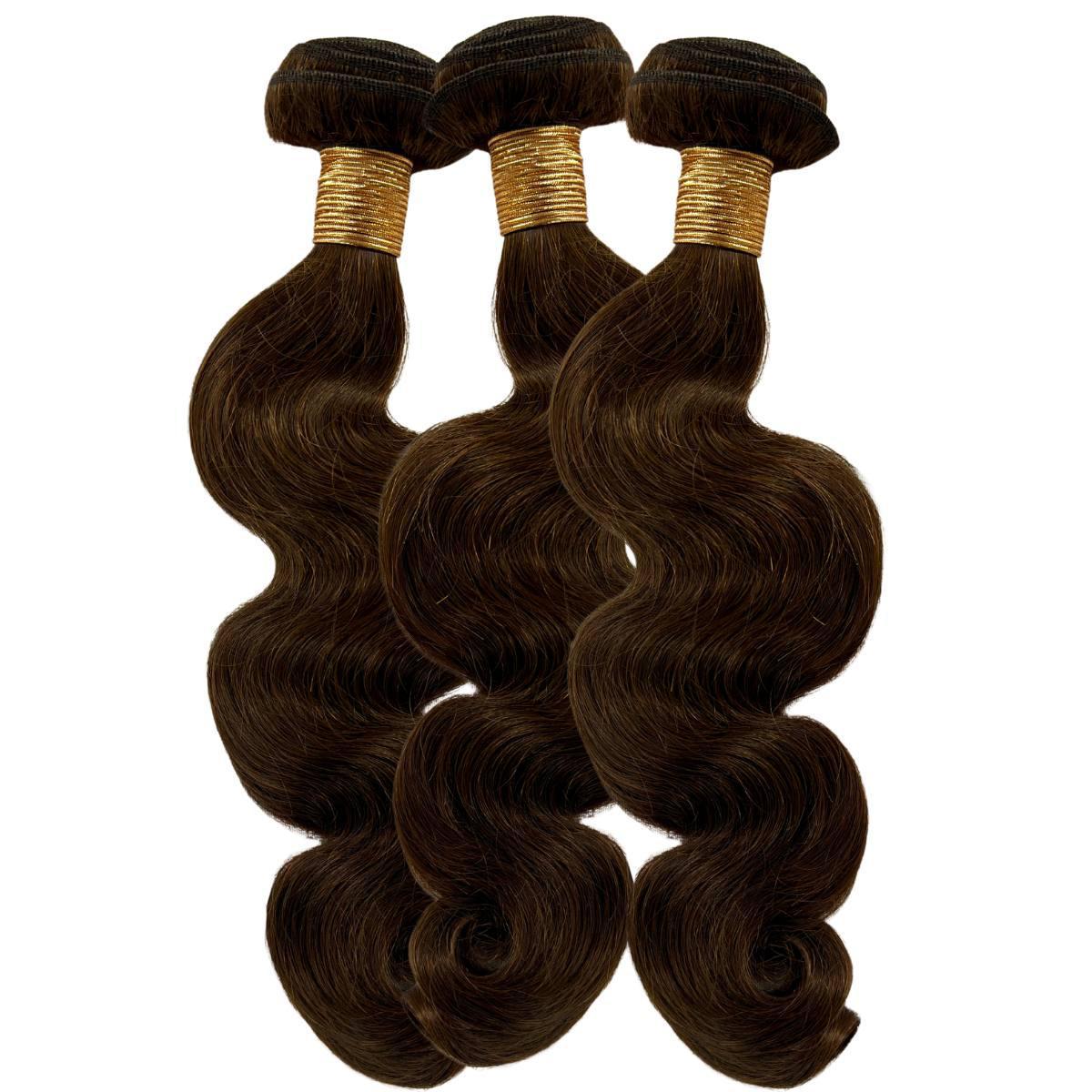 100% Human Hair Medium Brown Body Wave Bundle Deal