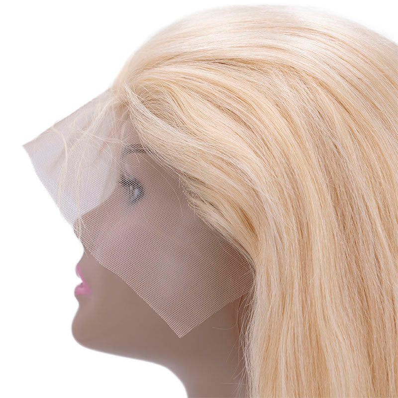 100% Human Hair Blonde Straight 13x4 Transparent Lace Front Wig